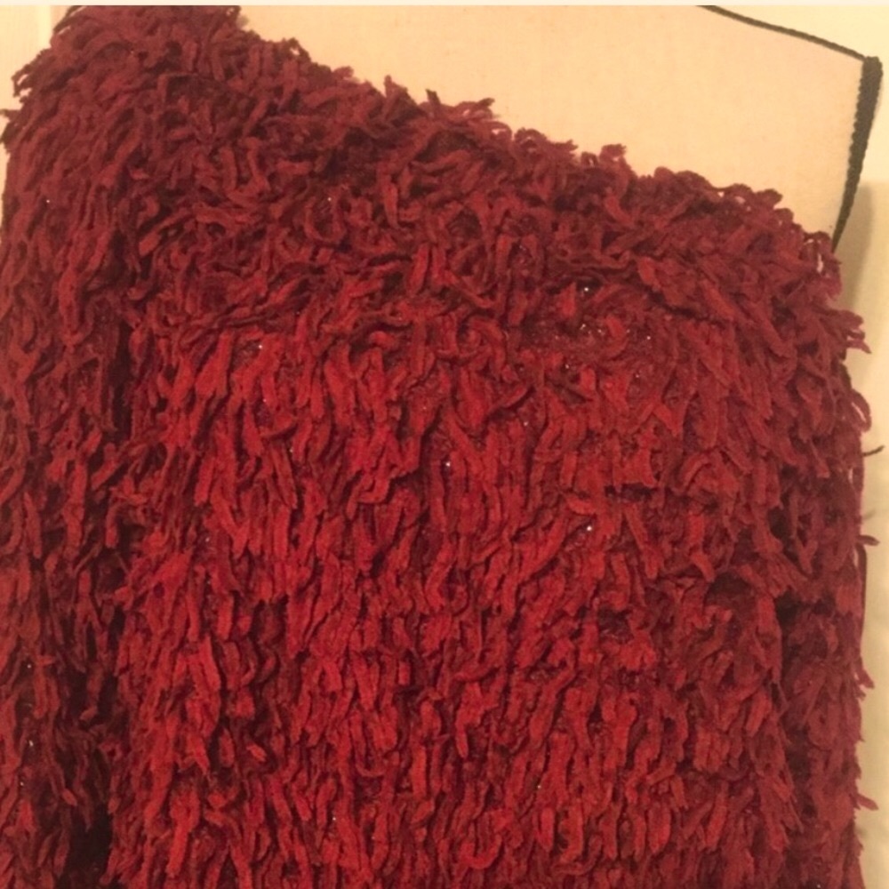 Wine Off The Shoulders Soft Shaggy Top - Picture 5 of 11
